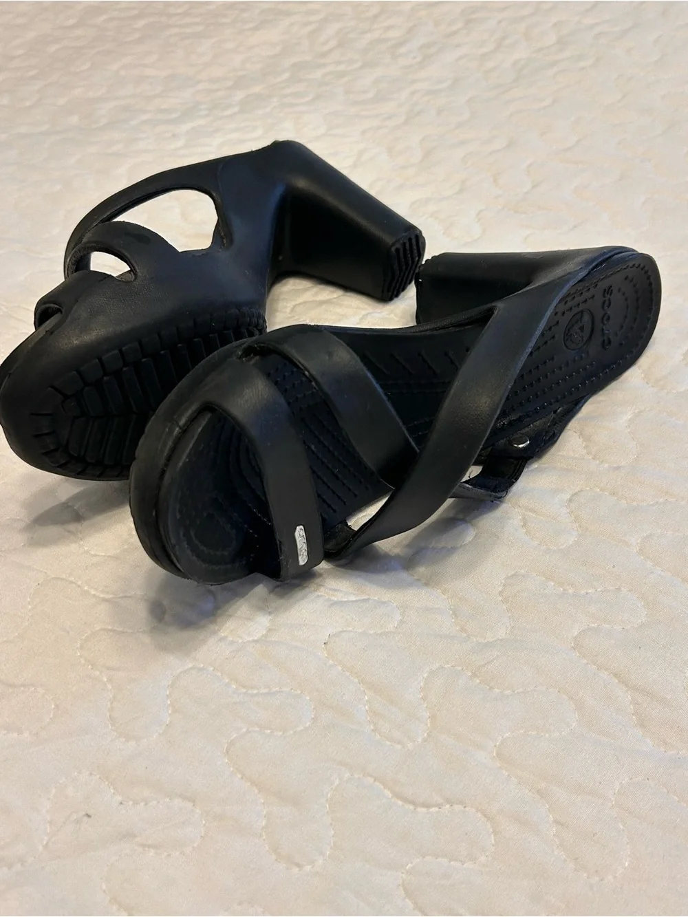 Crocs Cyprus IV Black Heels Women's Size 8 Style #14558